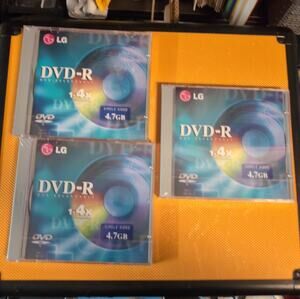 3 x LG DVD-R (DVD Recordable) 1-4X Compatible Single Sided 4.7GB - SEALED